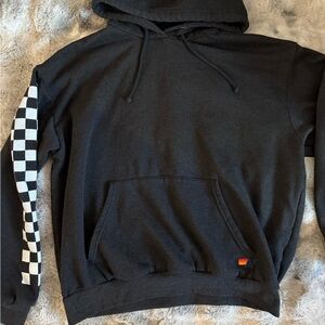 Aviator Nation Black/Charcoal 🖤🩶Hoodie w/ Checkered Sleeve 🏁